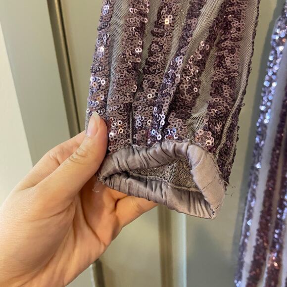 Anthropologie NEW Women's Size 2 Lilac Purple Sequined Open-Back Mini Dress NWT - Picture 7 of 10